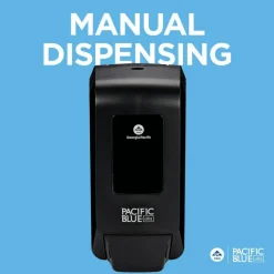 Pacific Blue Ultra Wall-Mount Manual Soap & Sanitizer Dispenser, 11.49"H x 5.66"W x 4"D, Black, 1 Dispenser