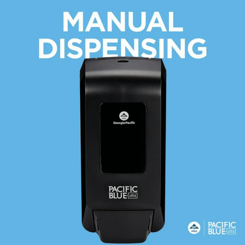 Pacific Blue Ultra Wall-Mount Manual Soap & Sanitizer Dispenser, 11.49"H x 5.66"W x 4"D, Black, 1 Dispenser