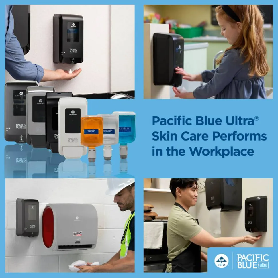 Pacific Blue Ultra Wall-Mount Manual Soap & Sanitizer Dispenser, 11.49"H x 5.66"W x 4"D, Black, 1 Dispenser