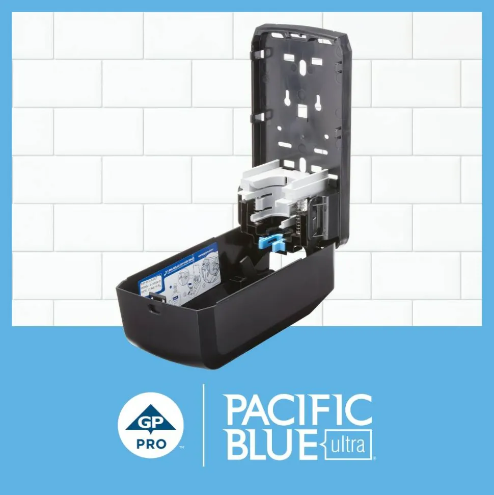 Pacific Blue Ultra Wall-Mount Manual Soap & Sanitizer Dispenser, 11.49"H x 5.66"W x 4"D, Black, 1 Dispenser