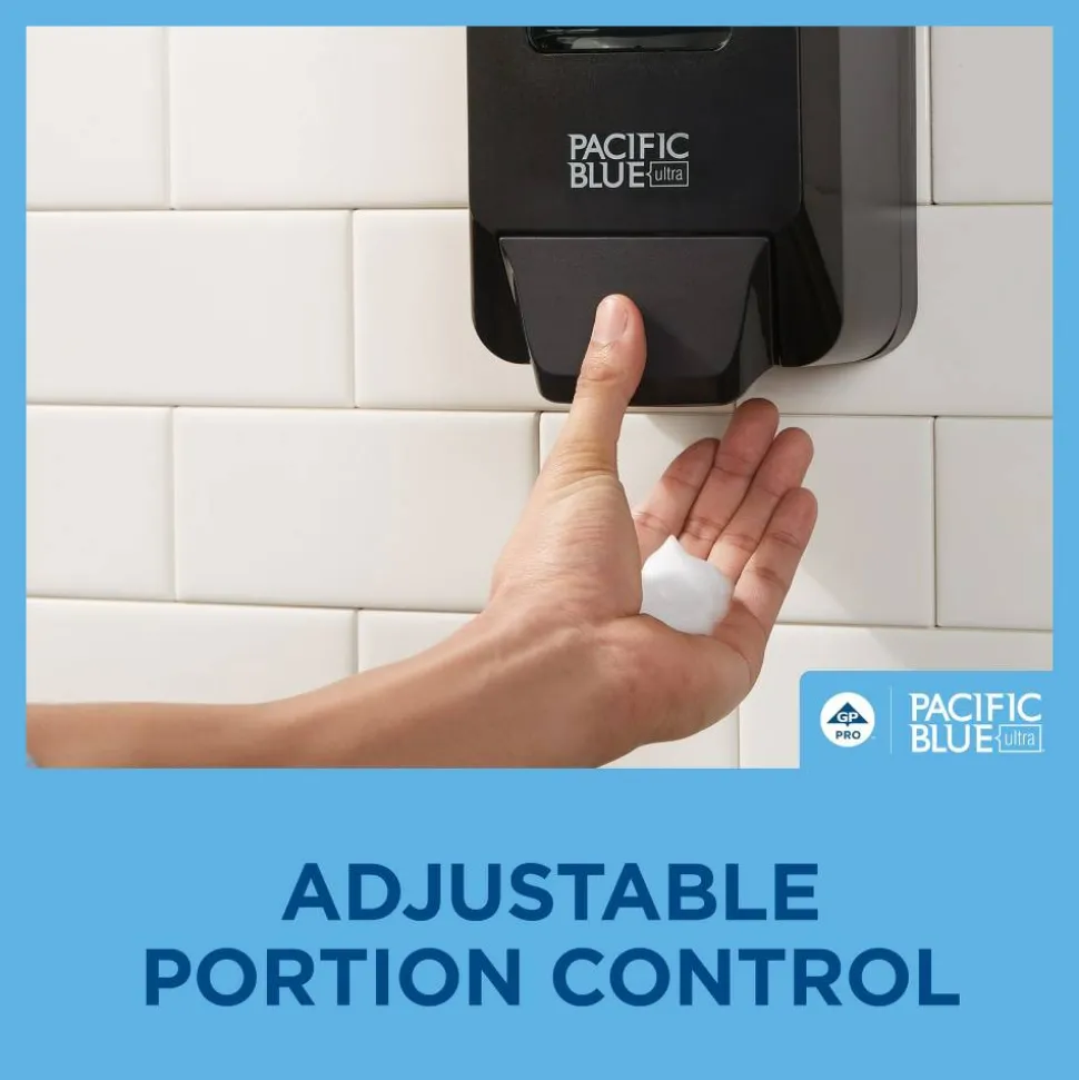 Pacific Blue Ultra Wall-Mount Manual Soap & Sanitizer Dispenser, 11.49"H x 5.66"W x 4"D, Black, 1 Dispenser