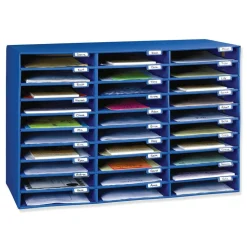 Pacon 70% Recycled Corrugated Mail Box, 30 Slots, Blue