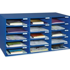 Pacon 70% Recycled Mailbox Storage Unit, 15 Slots, Blue