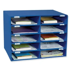 Pacon 70% Recycled Mailbox Storage Unit, 10 Slots, Blue