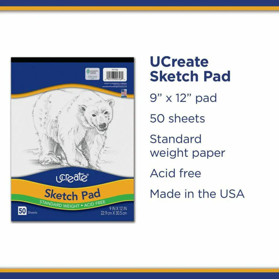 Pacon Art1st Sketch Pad, Unruled, (50) White 9 x 12 Sheets
