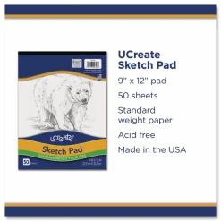 Pacon Art1st Sketch Pad, Unruled, (50) White 9 x 12 Sheets