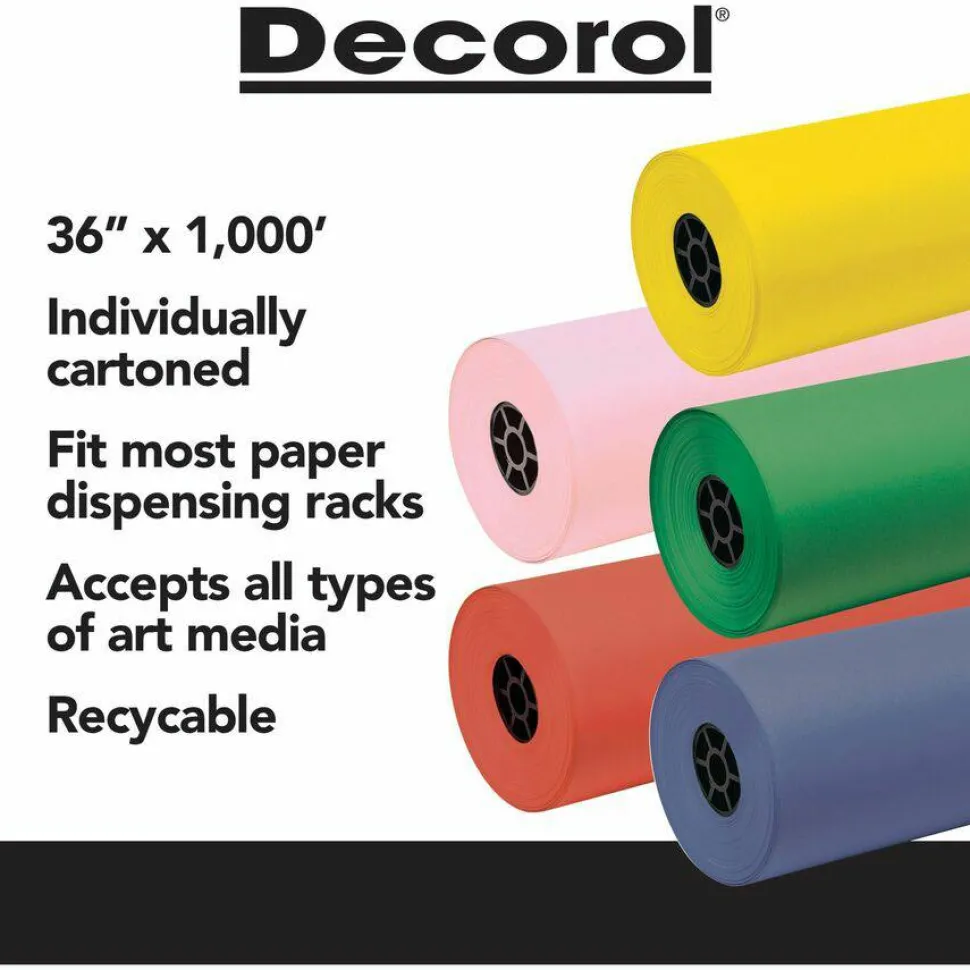 Pacon Decorol Flame-Retardant Paper Roll, 36" x 1000', White