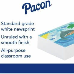 Pacon Plain White Newsprint Paper, 12" x 18", Pack Of 500 Sheets