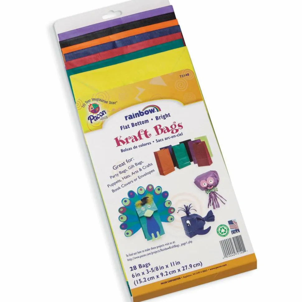 Pacon Rainbow Bags, Large, 6" x 3 5/8" x 11", Pack Of 28