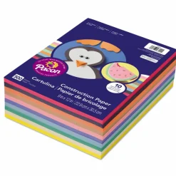 Pacon Rainbow Super Value Construction Paper Ream, 45 lb Text, 9 x 12, Assorted, 500 Sheets/Ream