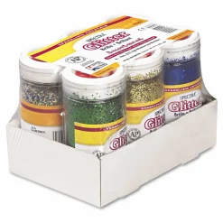 Pacon Spectra Glitter, 0.04 Hexagon Crystals, Assorted, 4 oz Shaker-Top Jar, 6/Pack