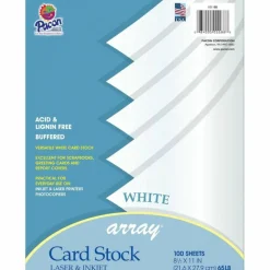 Pacon Array Card Stock, 65 lb Cover Weight, 8.5 x 11, White, 100/Pack