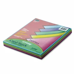 Pacon Array Card Stock, 65 lb Cover Weight, 8.5 x 11, Assorted Pastel Colors, 100/Pack