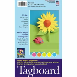 Pacon Colorwave Super Bright Tag Board, 9" x 12", Assorted Colors, Pack Of 100