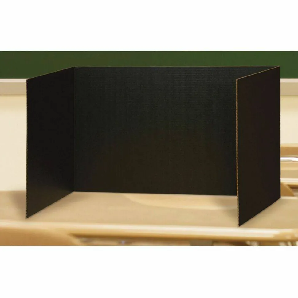 Pacon Round Table Privacy Board, 80% Recycled, Black, Pack Of 4