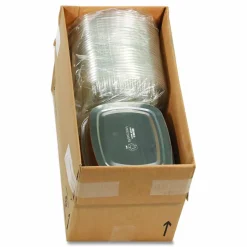 Pactiv Evergreen Classic Carry-Out Container with PET Dome Lid, 46 oz, 9.8 x 7.8 x 1.3, Silver/Clear, Aluminum, 50/Carton