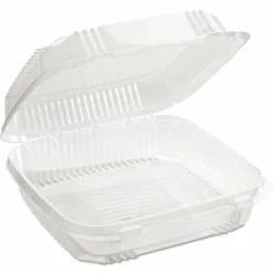 Pactiv Evergreen ClearView SmartLock Hinged Lid Container, 49 oz, 8.2 x 8.3 x 2.9, Clear, Plastic, 200/Carton