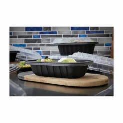 Pactiv Evergreen EarthChoice Entree2Go Container Bases, 9” x 6", 24 Oz, Black, Carton Of 300