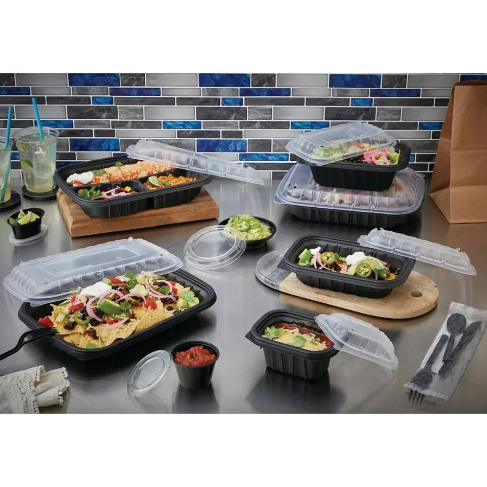 Pactiv Evergreen EarthChoice Entree2Go Container Bases, 9” x 6", 24 Oz, Black, Carton Of 300