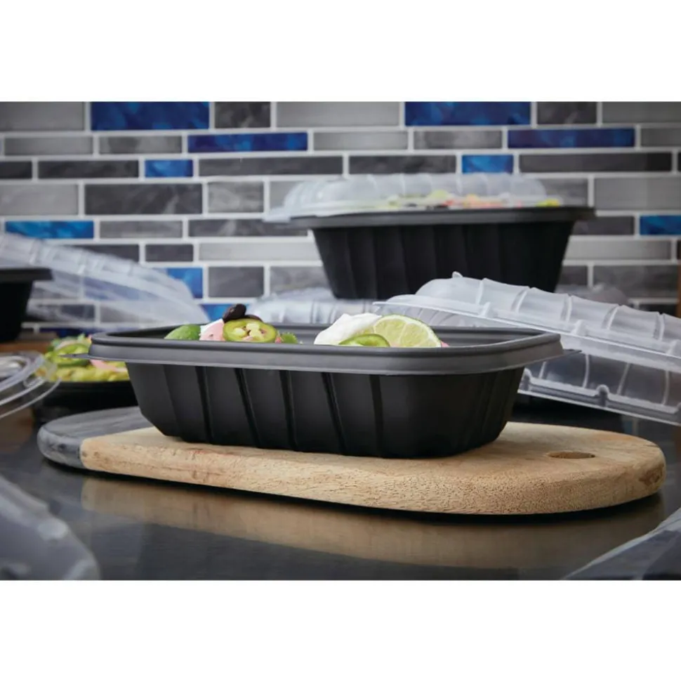 Pactiv Evergreen EarthChoice Entree2Go Container Bases, 9” x 6", 24 Oz, Black, Carton Of 300