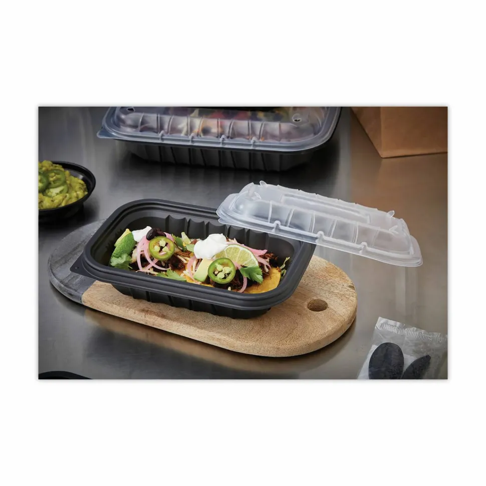 Pactiv Evergreen EarthChoice Entree2Go Container Bases, 9” x 6", 24 Oz, Black, Carton Of 300