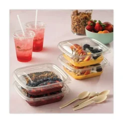 Pactiv Evergreen EarthChoice Square Bowls, 32 Oz, Clear, Plastic, Carton Of 300 Bowls