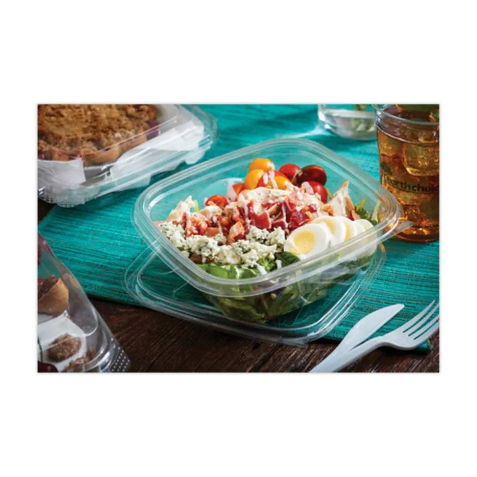 Pactiv Evergreen EarthChoice Square Bowls, 32 Oz, Clear, Plastic, Carton Of 300 Bowls