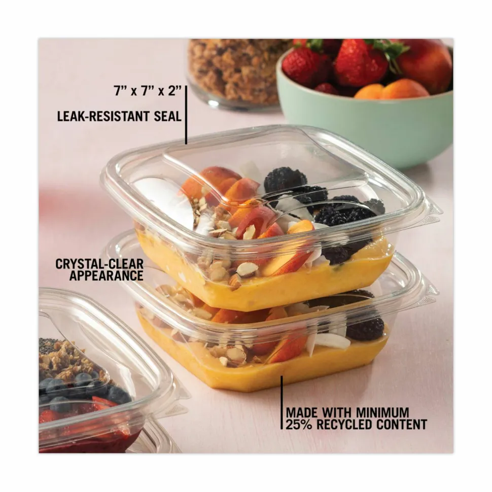 Pactiv Evergreen EarthChoice Square Bowls, 32 Oz, Clear, Plastic, Carton Of 300 Bowls