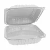 Pactiv Evergreen EarthChoice Vented Microwavable MFPP Hinged Lid Containers, 3-Compartment, White, Carton Of 146 - YCNW0853