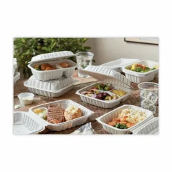 Pactiv Evergreen EarthChoice Vented Microwavable MFPP Hinged Lid Containers, 3-Compartment, White, Carton Of 146 - YCNW0853