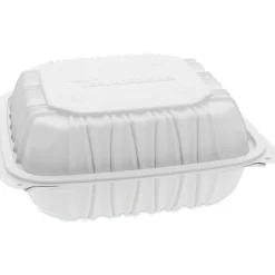 Pactiv Evergreen EarthChoice Vented Microwavable MFPP Hinged Lid Containers, 3-Compartment, White, Carton Of 146 - YCNW0853