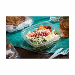 Pactiv Evergreen EarthChoice Recycled PET Container Lid, For 24 to 32 oz Container Bases, 7.37 x 7.37 x 0.83, Clear, Plastic, 300/Carton