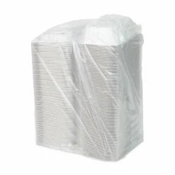 Pactiv Evergreen EarthChoice Vented Microwavable MFPP Hinged Lid Containers, 3-1/8”H x 9”W x 6”D, White, Carton Of 170 Containers