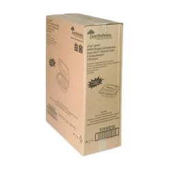Pactiv Evergreen EarthChoice Vented Microwavable MFPP Hinged Lid Containers, 3-1/8”H x 9”W x 6”D, White, Carton Of 170 Containers
