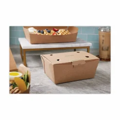 Pactiv Evergreen EarthChoice Tamper Evident OneBox Paper Boxes, 3-1/4”H x 6-9/16”W x 4-1/2”D, Case Of 160 Boxes
