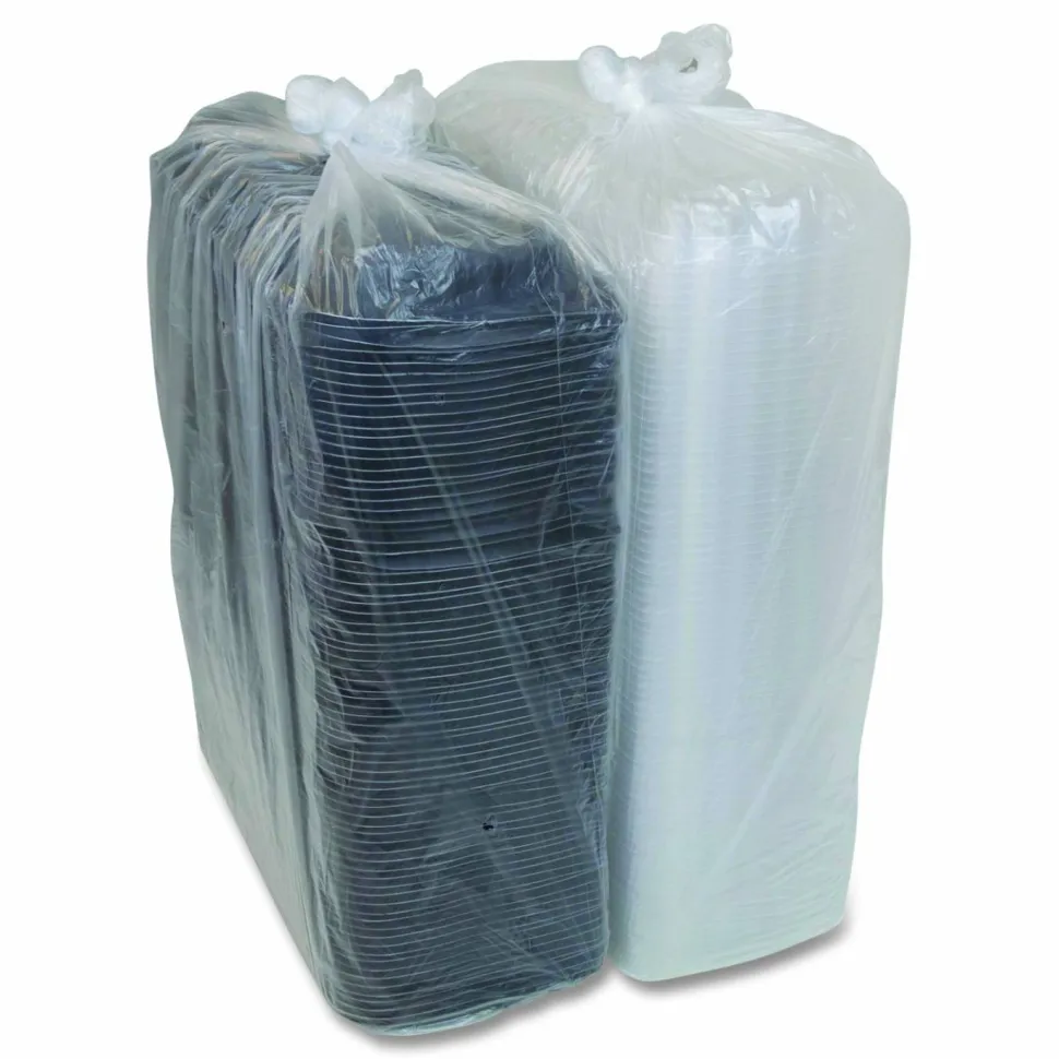 Pactiv Evergreen MealMaster Rib Container Base/Lid, 16.6 x 7.3 x 2.3, Black/Clear, Plastic, 80/Carton