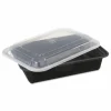 Pactiv Evergreen Newspring VERSAtainer Microwavable Containers, 38 oz, 8.8 x 6 x 2.5, Black/Clear, Plastic, 150/Carton