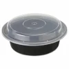 Pactiv Evergreen Newspring VERSAtainer Microwavable Containers, 16 oz, 6" Diameter, Black/Clear, Plastic, 150/Carton
