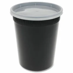Pactiv Evergreen Newspring DELItainer Microwavable Container, 32 oz, 4.55 x 4.55 x 5.55, Black/Clear, Plastic, 240/Carton