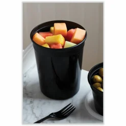 Pactiv Evergreen Newspring DELItainer Microwavable Container, 32 oz, 4.55 x 4.55 x 5.55, Black/Clear, Plastic, 240/Carton