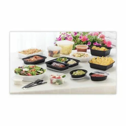 Pactiv Evergreen Newspring VERSAtainer Microwavable Containers, 16 oz, 7.4 x 5 x 2.2, Black/Clear, Plastic, 150/Carton