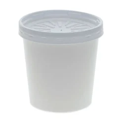 Pactiv Evergreen Paper Round Food Containers With Lids, 16 Oz, White, Carton Of 250 Containers