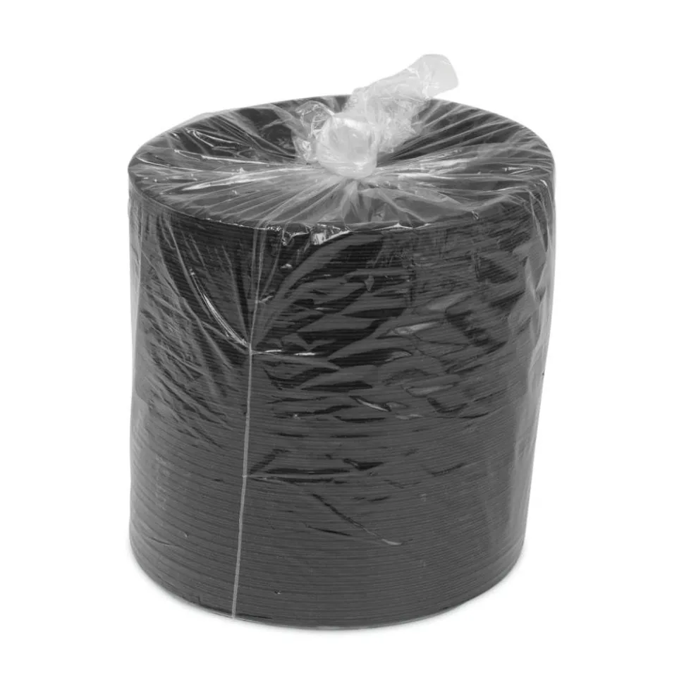 Pactiv Evergreen Placesetter Deluxe Laminated Foam Dinnerware, Plate, 9", Black, Carton Of 500 Plates