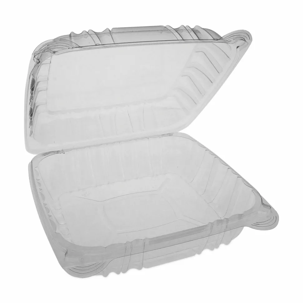 Pactiv Evergreen SENSATION SmartLock Hinged Lid Container, 8.5 x 8.34 x 3., Clear, Plastic, 200/Carton