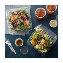 Pactiv Evergreen SENSATION SmartLock Hinged Lid Container, 8.5 x 8.34 x 3., Clear, Plastic, 200/Carton