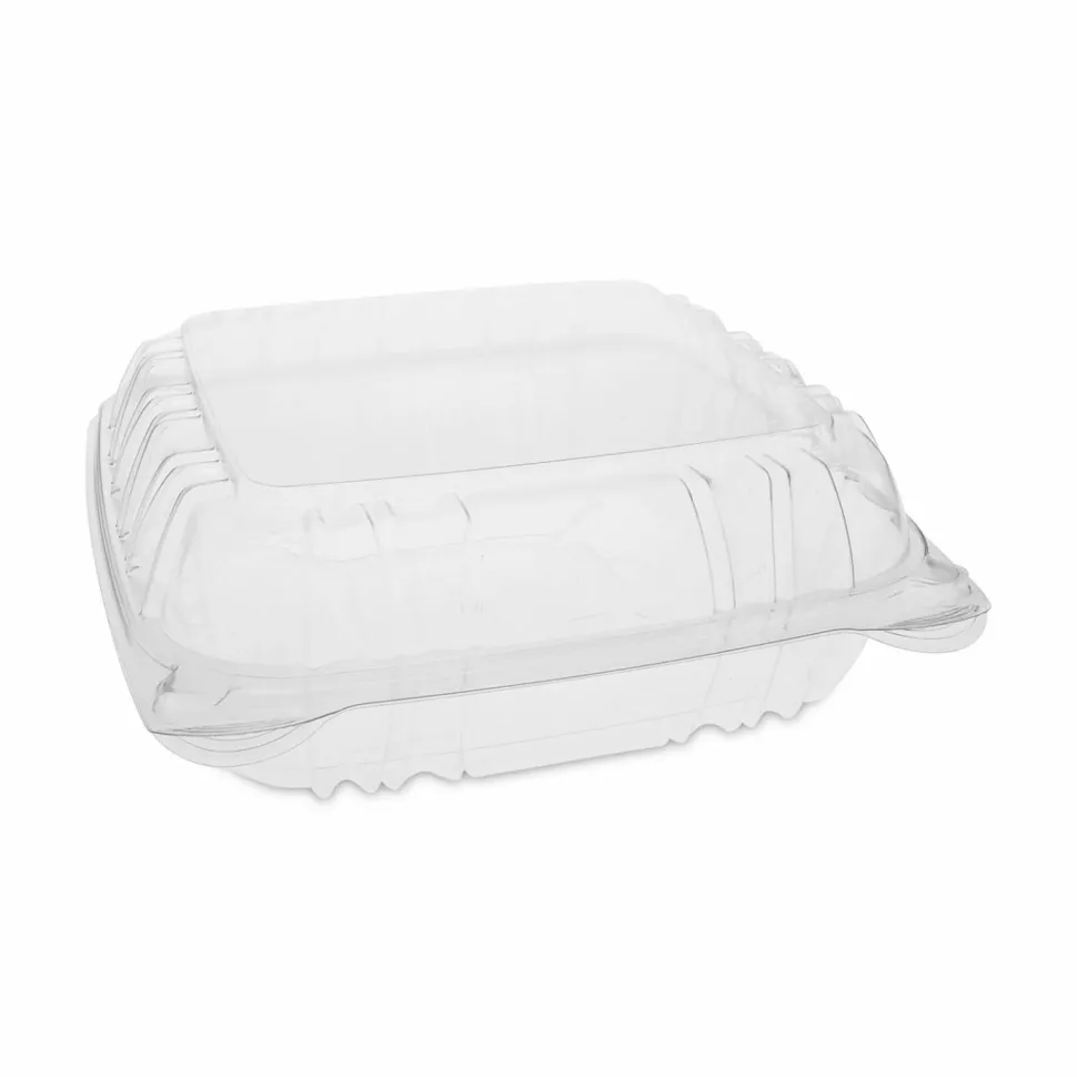 Pactiv Evergreen SENSATION SmartLock Hinged Lid Container, 8.5 x 8.34 x 3., Clear, Plastic, 200/Carton