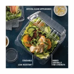 Pactiv Evergreen SENSATION SmartLock Hinged Lid Containers, 3-1/8”H x 9-1/4”W x 8-7/8”D, Clear, Carton Of 200 Containers