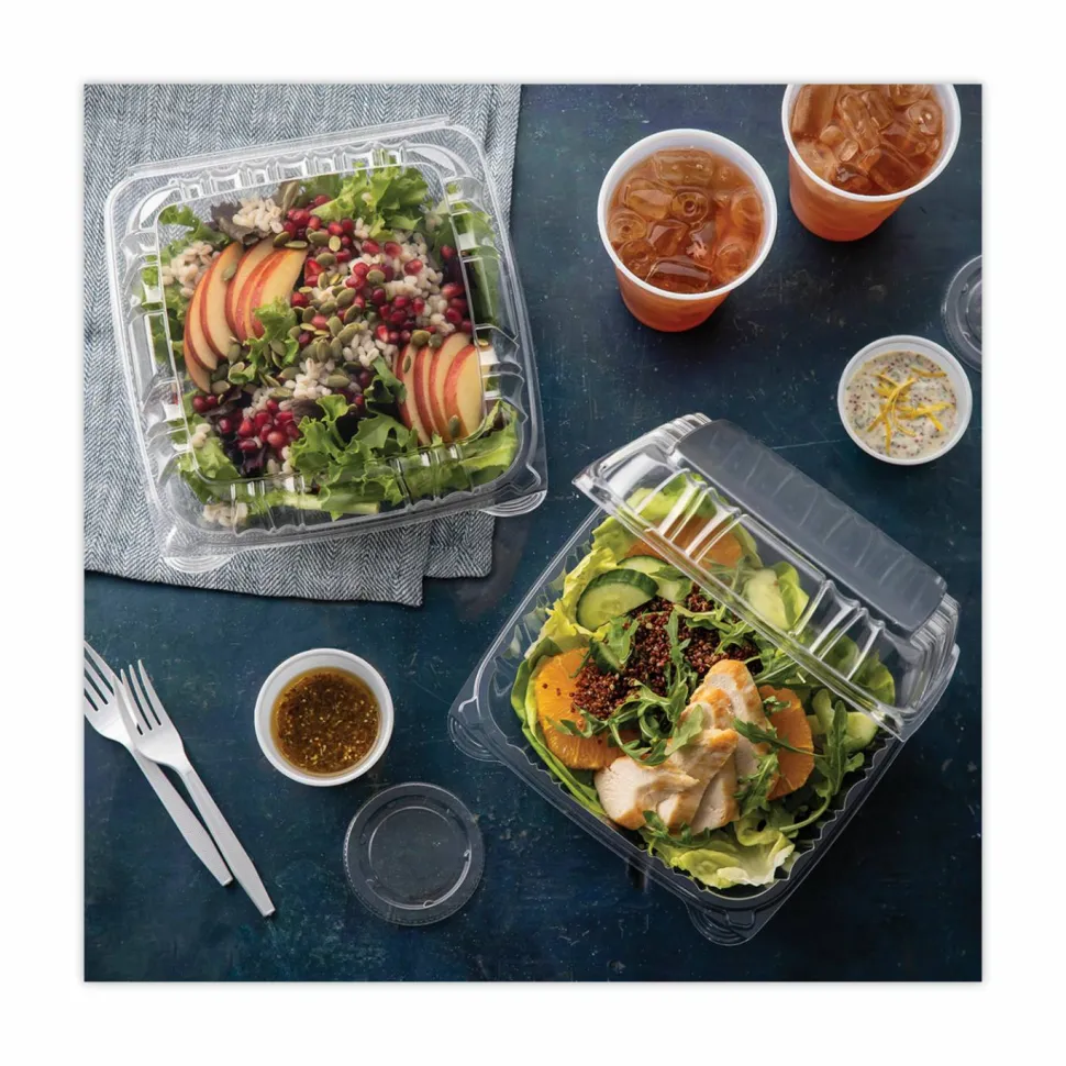 Pactiv Evergreen SENSATION SmartLock Hinged Lid Containers, 3-1/8”H x 9-1/4”W x 8-7/8”D, Clear, Carton Of 200 Containers