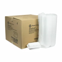 Pactiv Evergreen SmartLock Foam Hinged Lid Container, Medium, 8.8 x 4.5 x 3.1, White, 440/Carton