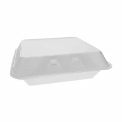 Pactiv Evergreen SmartLock Foam Hinged Lid Container, X-Large, 9.5 x 10.5 x 3.3, White, 250/Carton